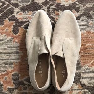 J\ Slides suede slip ons
